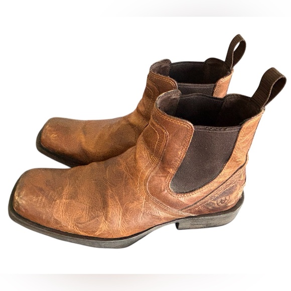 Ariat Men's Midtown Rambler Square Toe Chelsea Tan Leather Boots - Picture 2 of 7